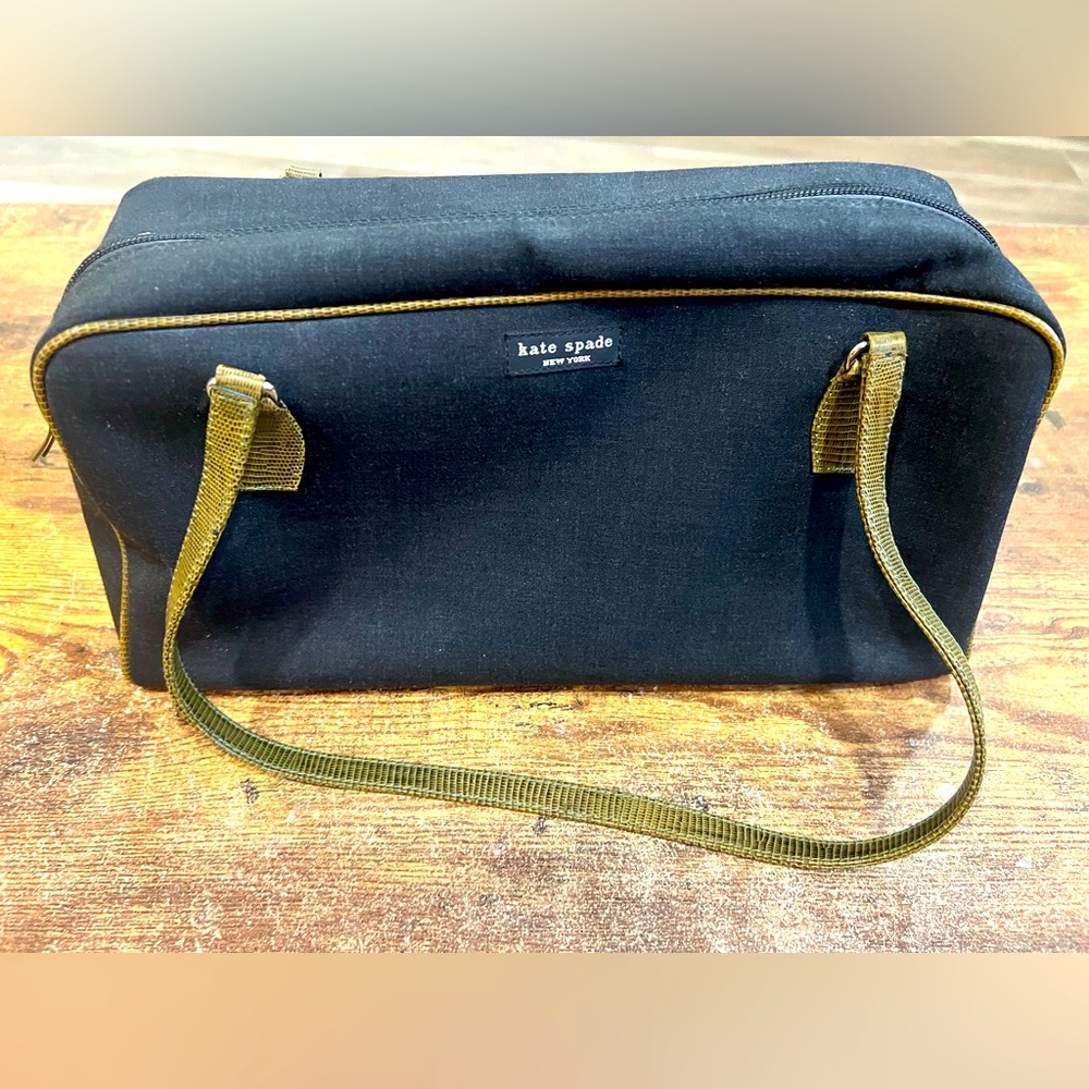 Kate Spade Vintage Navy Bag with Green Crocodile Trim from Neiman’s